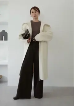 美品 na.e ナエ ウールアルパカシャギーコート ブラウン - メルカリ