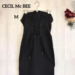 【セシルマクビー】デニムベアトップワンピース 膝上丈 グレー M