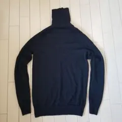 無印良品 タートル ニット 長袖 ウール 黒 シンプル M