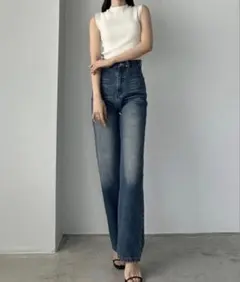 Louere ハイウエスト ストレートデニム XL