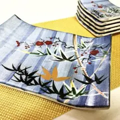 九谷焼 美品✨ 在銘 色絵 盛皿 小皿揃 6点 木箱付（上蓋なし）のサムネイル