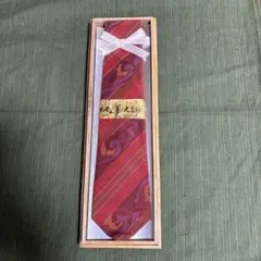 大島紬 赤紫ストライプ ネクタイ