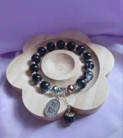 天然石ビーズブレスレット　チャーム付き