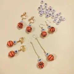 イニシャルバスケットボールピアス