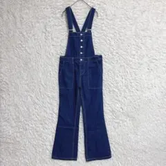 【Linoluce】　デニムサロペット　（Ｍ）　フレアパンツ　オーバーオール