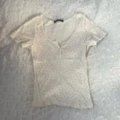 Brandy Melville 花柄 ヘンリーネック トップス フレンチガーリーのサムネイル