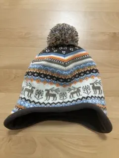 トナカイ柄ニット帽 ポンポン付き