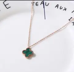 18KGP【グリーンゴールド】アレルギー対応ステンレス素材クローバーネックレス