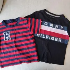 TOMMY HILFIGER 半袖Tシャツ 90cm 赤紺 ストライプ　黒