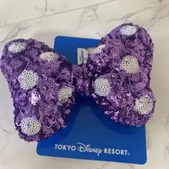 リボン　ヘアゴム ミニー パープル　スパンコール