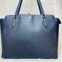 【良品】　トリーバーチ A4収納 ハンドバッグ トートバッグ　レザー ネイビーのサムネイル