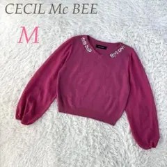 CECIL Mc BEE ビジュー Vネック ニット ピンク