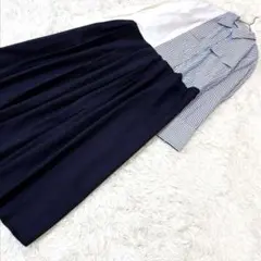 ザラ ストライプシャツドッキングワンピース 長袖 XS ブルー　上品　カジュアル