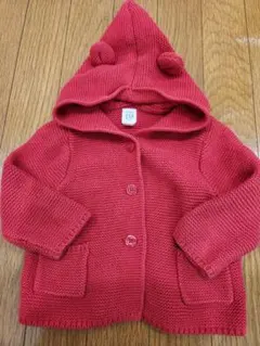 baby GAP 赤 ニットフードカーディガン 6-12ヶ月