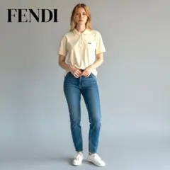 美品 FENDI ロゴ ポロシャツ 鹿の子 カットソー トップス XSアイボリーのサムネイル