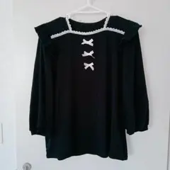 量産地雷♡肩フリルリボントップス〜LL