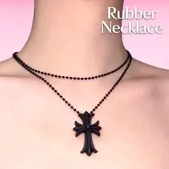 ラバークロスネックレス ミニマルで洗練されたユニセックスアクセサリー男女兼用