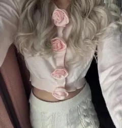 treat ürself Rose flower motif cardigan - メルカリ