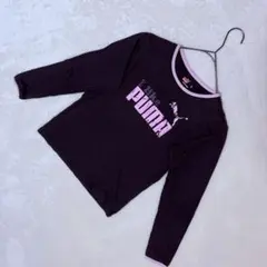 PUMA プーマ ロゴプリント 長袖Tシャツ L ブラックのサムネイル