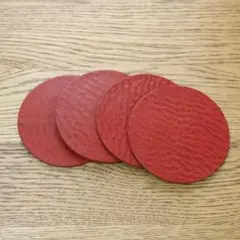 一枚革のコースター４枚セット（赤）