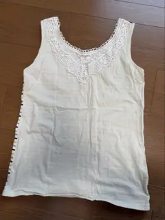 アイボリー ストライプ タンクトップ レース