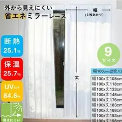 ミラー レースカーテン幅100×高さ176(2枚入り)