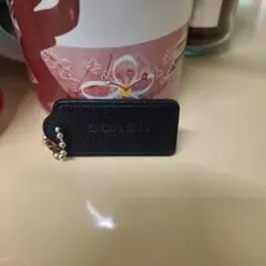 COACH ブラックレザー キーホルダー