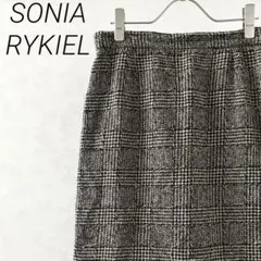 SONIA RYKIEL ひざ丈スカート タイト チェック柄 ウール100%