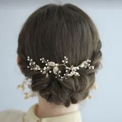 【未使用】結婚式 ヘアアクセサリー ヘッドドレス 髪飾り お呼ばれ ゴールド