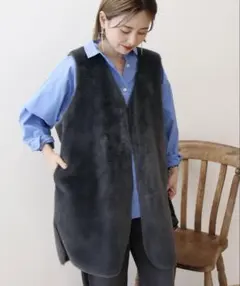 AMERICAN HOLIC チャコールグレー ファーベスト M