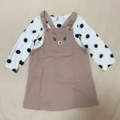 H&M トップス サロペットスカート 2セット 長袖 ドット柄 90〜100cm