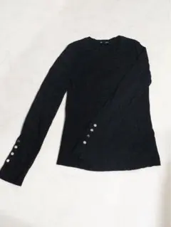 GU ブラック リブ編み 長袖 Tシャツ M