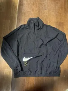 黒 【人気】NIKE ナイロンジャケット プルオーバー スウッシュ 古着 春服 古着 90s NIKE BIG スウォッシュ プルオーバー ナイロン