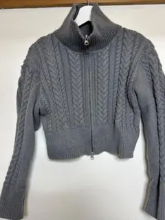 SHEIN ケーブル編み クロップドセーター グレー