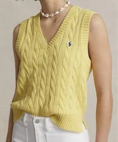 ラルフローレン♡コットンケーブルＶネックベスト　ワンポイント刺繍