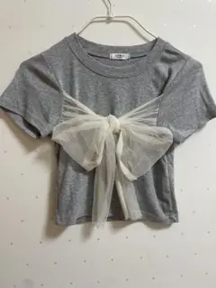 ソニョナラ 　nugu　リボン付きグレーショート丈Tシャツのサムネイル
