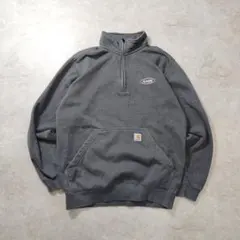 カーハート　ハーフジップ　スウェット　ロゴ　古着 M