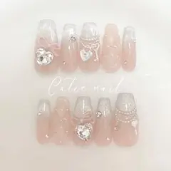 ネイルチップ　量産型　フレンチガーリー　推しネイル　ワンホン　マグネットネイル