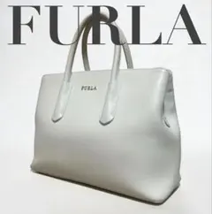 【美品】 FURLAフルラ レザー　ハンドバッグ　ホワイト　ミドルサイズ