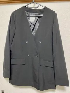 ブラック ダブルブレストジャケット パンツセットMのサムネイル