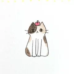 【1223】【三毛猫の絵】オリジナル手描きアナログイラスト原画自作創作アート作品