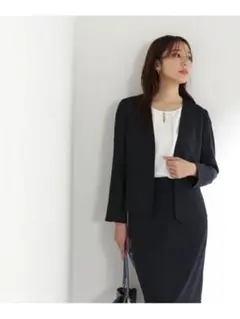 NATURALBEAUTYBASIC ノーカラージャケット ネイビー