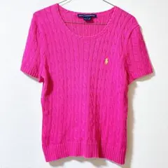 めぐめぐ様専用ラルフローレンスポーツ ケーブルニット 半袖 ピンク ポニー刺繍