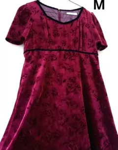 【美品】ペイトンプレイス　ワンピース　ワインレッド　ベルベット生地　花柄　M