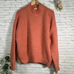 235【GU】ピンクニットセーター 長袖 Lサイズ 手編み風