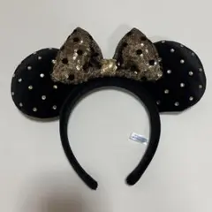 ディズニー ドット柄 リボンカチューシャ ミニー スパンコール