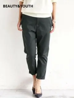 ビューティ&ユース 9分丈チノ テーパード ストレッチ グリーン アンクル丈