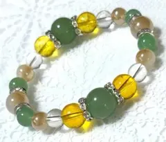 大玉アベンチュリン12㎜玉　シトリン　パワーストーン　ブレスレット
