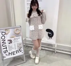 evelyn ファーポケットオフショルOP ピンク