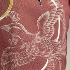 アンティーク長羽織　鳳凰　地紋　しつけ糸付　身丈95cm 正絹　No.7-24